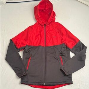 Hind red and gray colorblock full zip hoodie cycling jacket